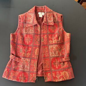 The Territory Ahead Red and Brown Patterned Vest